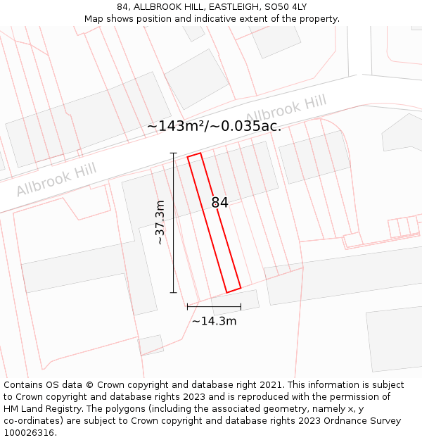 84, ALLBROOK HILL, EASTLEIGH, SO50 4LY: Plot and title map