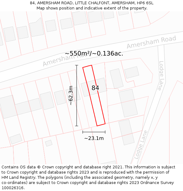 84, AMERSHAM ROAD, LITTLE CHALFONT, AMERSHAM, HP6 6SL: Plot and title map