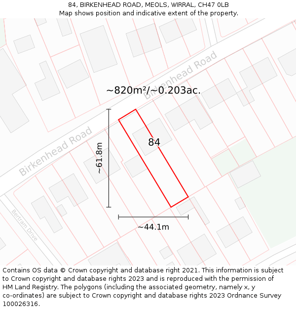 84, BIRKENHEAD ROAD, MEOLS, WIRRAL, CH47 0LB: Plot and title map