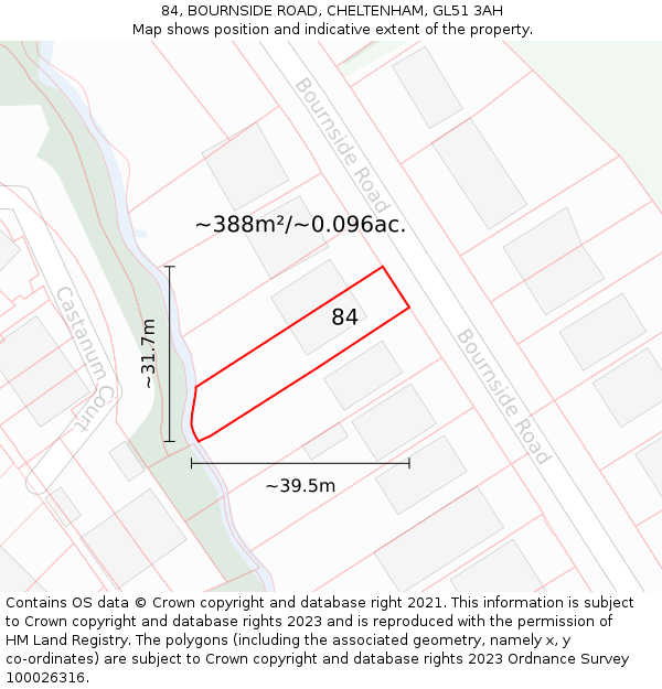 84, BOURNSIDE ROAD, CHELTENHAM, GL51 3AH: Plot and title map