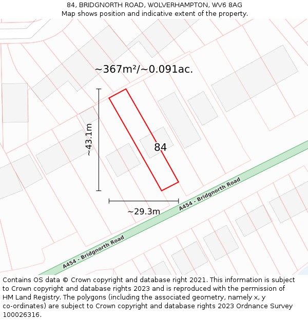 84, BRIDGNORTH ROAD, WOLVERHAMPTON, WV6 8AG: Plot and title map