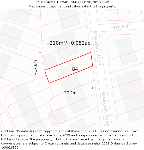 84, BROADHILL ROAD, STALYBRIDGE, SK15 1HW: Plot and title map