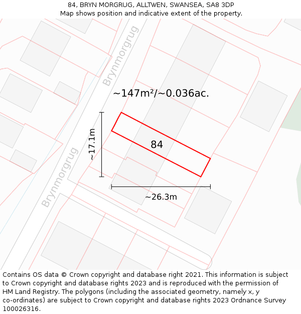 84, BRYN MORGRUG, ALLTWEN, SWANSEA, SA8 3DP: Plot and title map