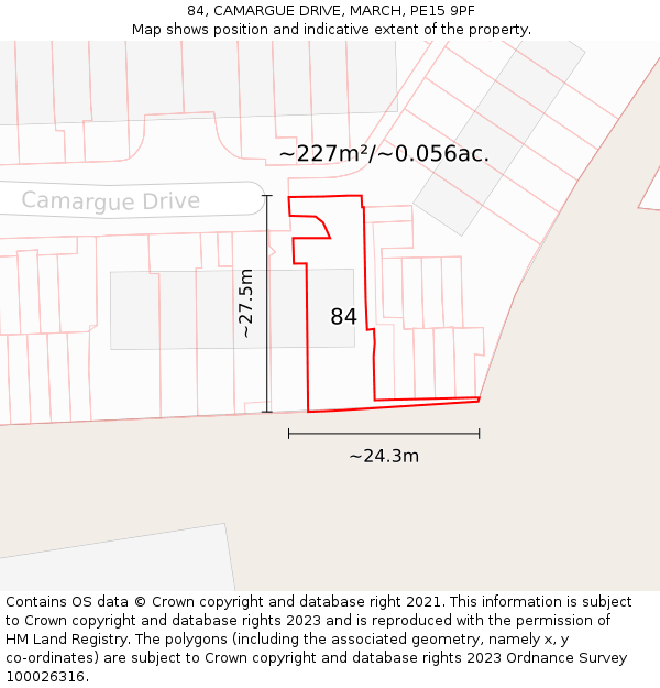 84, CAMARGUE DRIVE, MARCH, PE15 9PF: Plot and title map