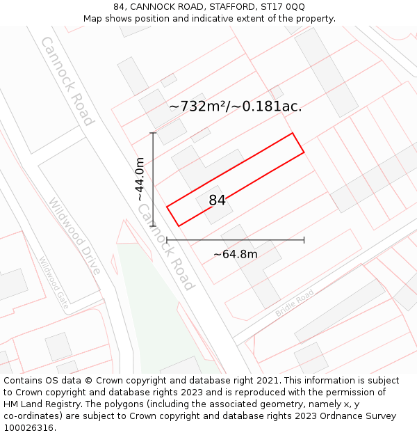 84, CANNOCK ROAD, STAFFORD, ST17 0QQ: Plot and title map