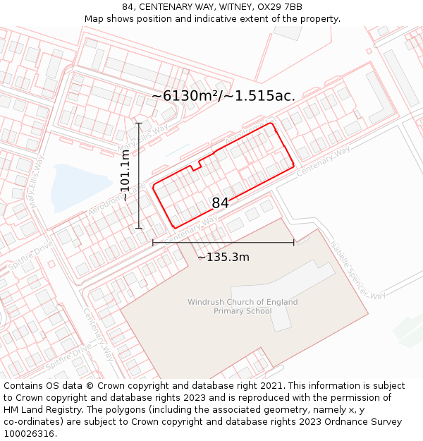 84, CENTENARY WAY, WITNEY, OX29 7BB: Plot and title map