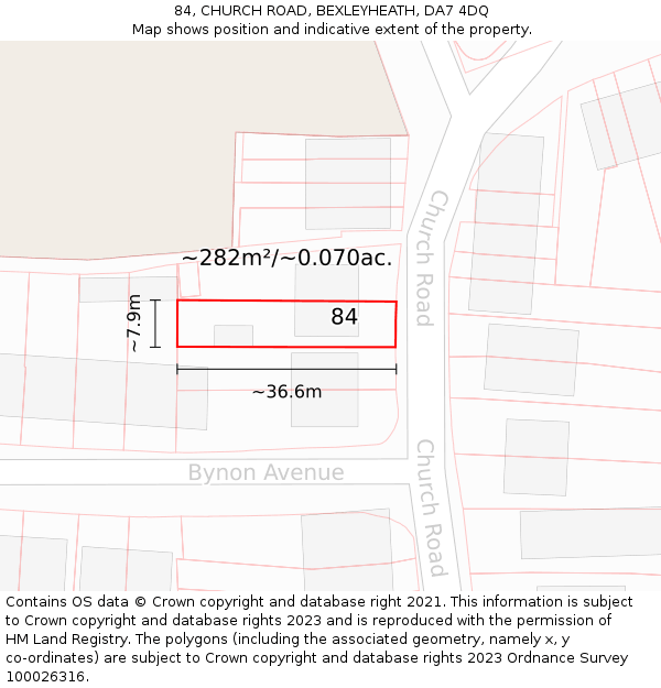 84, CHURCH ROAD, BEXLEYHEATH, DA7 4DQ: Plot and title map