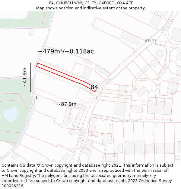 84, CHURCH WAY, IFFLEY, OXFORD, OX4 4EF: Plot and title map