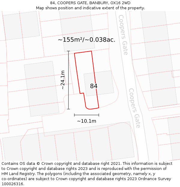 84, COOPERS GATE, BANBURY, OX16 2WD: Plot and title map