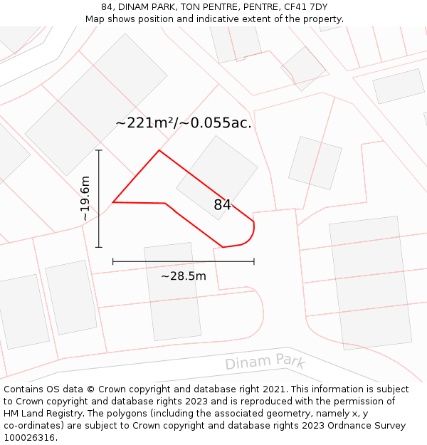 84, DINAM PARK, TON PENTRE, PENTRE, CF41 7DY: Plot and title map