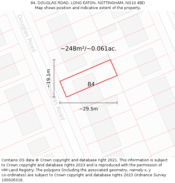 84, DOUGLAS ROAD, LONG EATON, NOTTINGHAM, NG10 4BD: Plot and title map