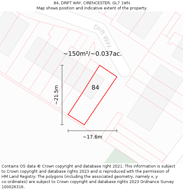 84, DRIFT WAY, CIRENCESTER, GL7 1WN: Plot and title map