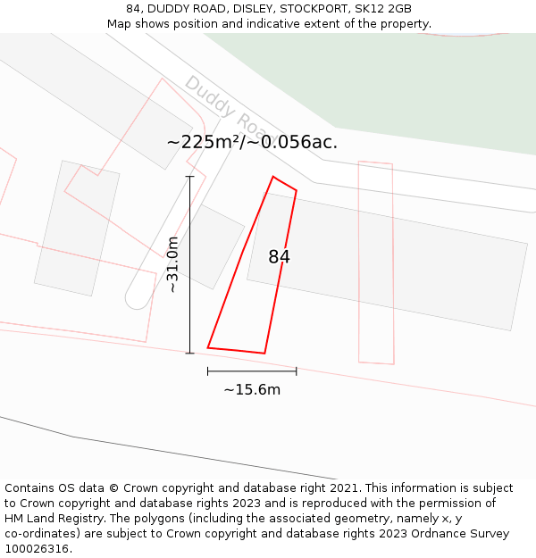 84, DUDDY ROAD, DISLEY, STOCKPORT, SK12 2GB: Plot and title map