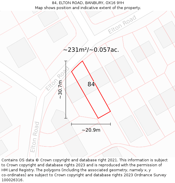 84, ELTON ROAD, BANBURY, OX16 9YH: Plot and title map