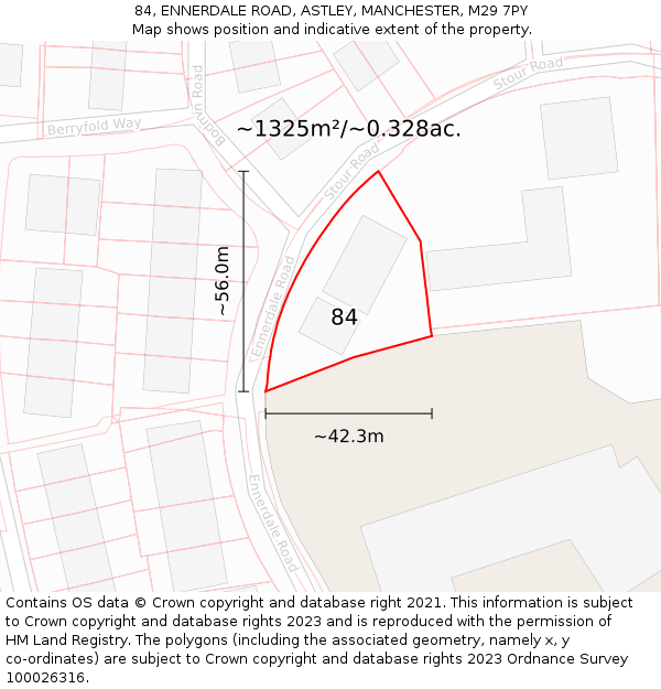 84, ENNERDALE ROAD, ASTLEY, MANCHESTER, M29 7PY: Plot and title map