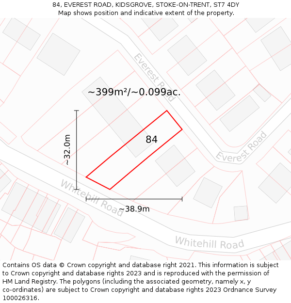 84, EVEREST ROAD, KIDSGROVE, STOKE-ON-TRENT, ST7 4DY: Plot and title map