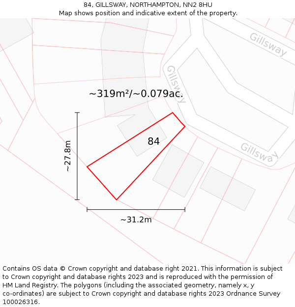 84, GILLSWAY, NORTHAMPTON, NN2 8HU: Plot and title map