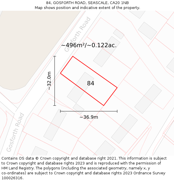 84, GOSFORTH ROAD, SEASCALE, CA20 1NB: Plot and title map