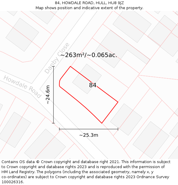 84, HOWDALE ROAD, HULL, HU8 9JZ: Plot and title map