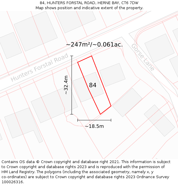 84, HUNTERS FORSTAL ROAD, HERNE BAY, CT6 7DW: Plot and title map