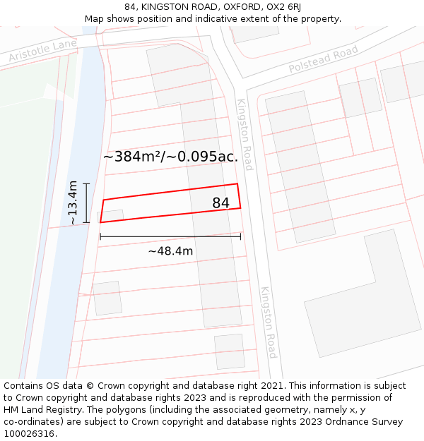 84, KINGSTON ROAD, OXFORD, OX2 6RJ: Plot and title map