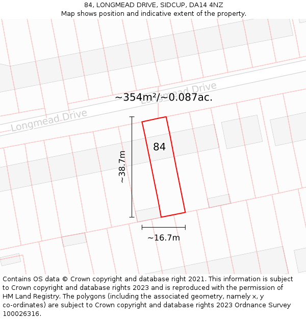 84, LONGMEAD DRIVE, SIDCUP, DA14 4NZ: Plot and title map