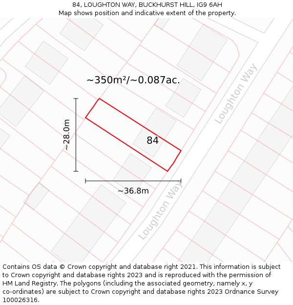 84, LOUGHTON WAY, BUCKHURST HILL, IG9 6AH: Plot and title map