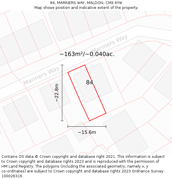 84, MARINERS WAY, MALDON, CM9 6YW: Plot and title map