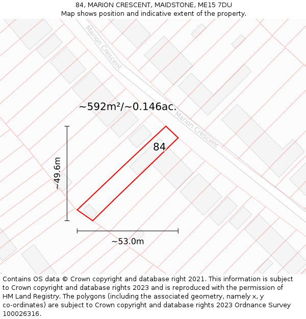 84, MARION CRESCENT, MAIDSTONE, ME15 7DU: Plot and title map