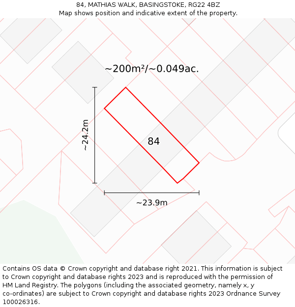 84, MATHIAS WALK, BASINGSTOKE, RG22 4BZ: Plot and title map