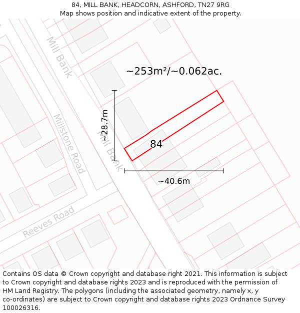 84, MILL BANK, HEADCORN, ASHFORD, TN27 9RG: Plot and title map