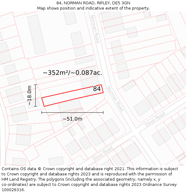 84, NORMAN ROAD, RIPLEY, DE5 3GN: Plot and title map