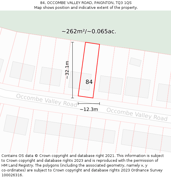 84, OCCOMBE VALLEY ROAD, PAIGNTON, TQ3 1QS: Plot and title map