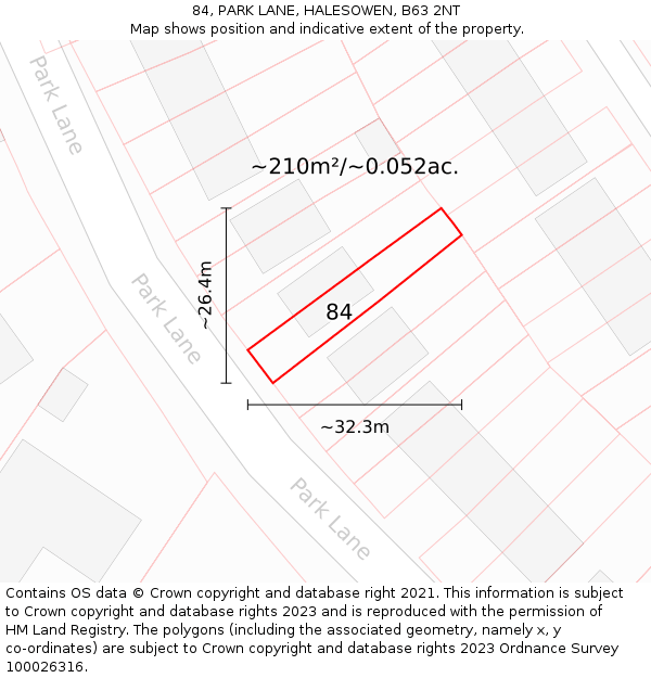 84, PARK LANE, HALESOWEN, B63 2NT: Plot and title map