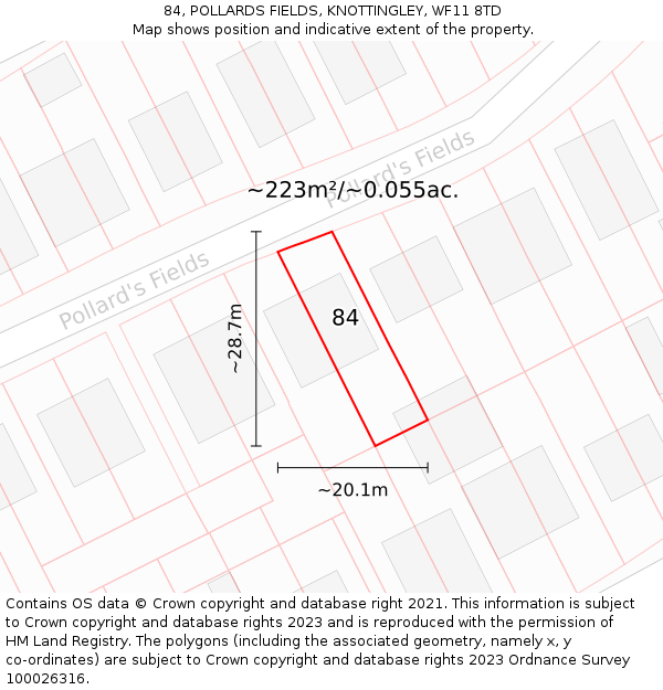 84, POLLARDS FIELDS, KNOTTINGLEY, WF11 8TD: Plot and title map