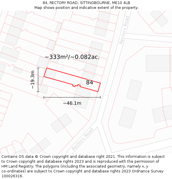 84, RECTORY ROAD, SITTINGBOURNE, ME10 4LB: Plot and title map