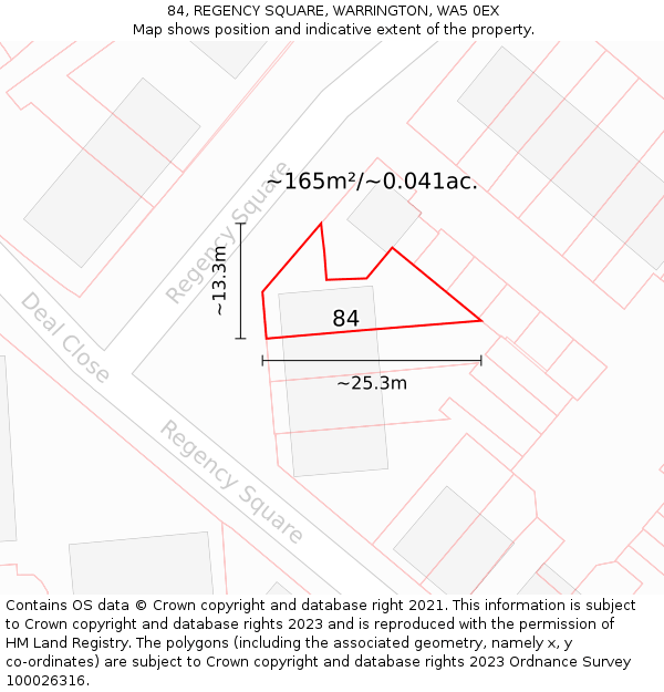 84, REGENCY SQUARE, WARRINGTON, WA5 0EX: Plot and title map