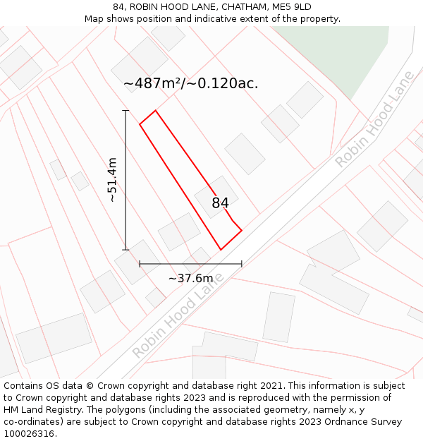 84, ROBIN HOOD LANE, CHATHAM, ME5 9LD: Plot and title map