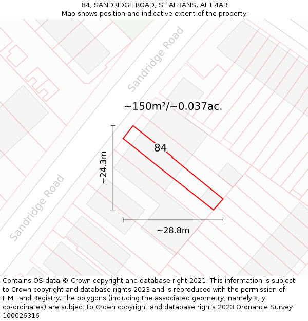 84, SANDRIDGE ROAD, ST ALBANS, AL1 4AR: Plot and title map