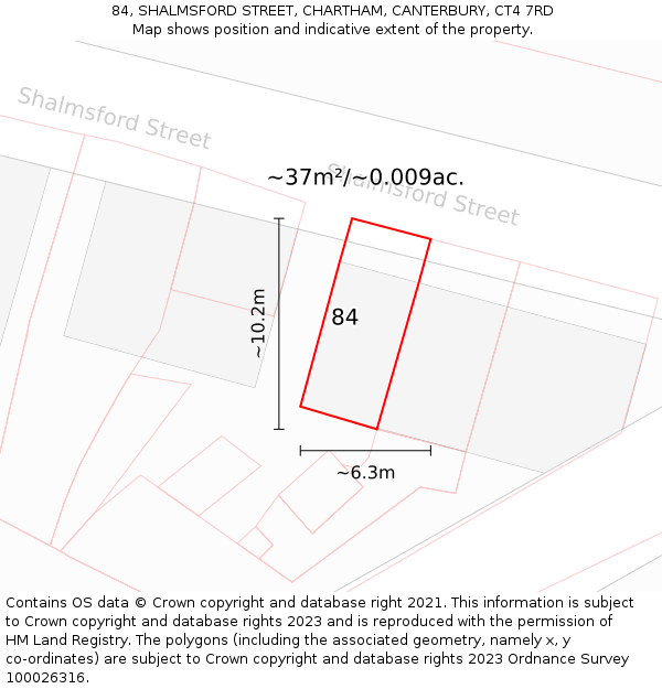 84, SHALMSFORD STREET, CHARTHAM, CANTERBURY, CT4 7RD: Plot and title map