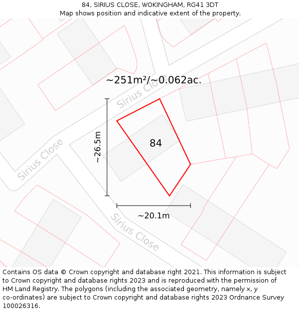 84, SIRIUS CLOSE, WOKINGHAM, RG41 3DT: Plot and title map