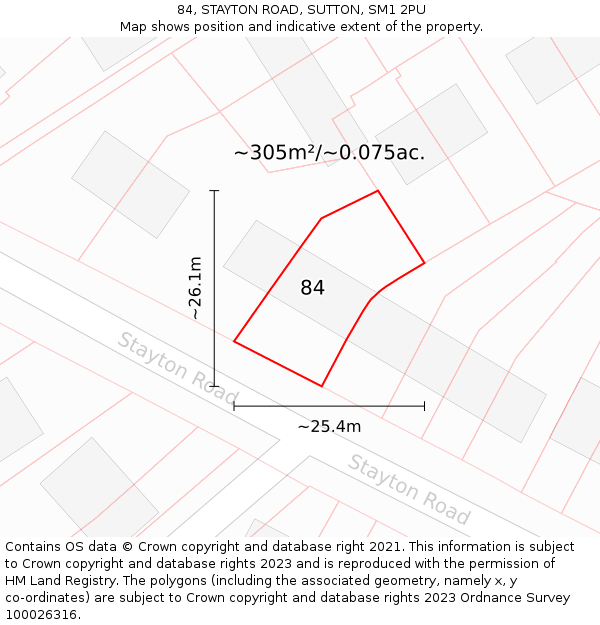 84, STAYTON ROAD, SUTTON, SM1 2PU: Plot and title map