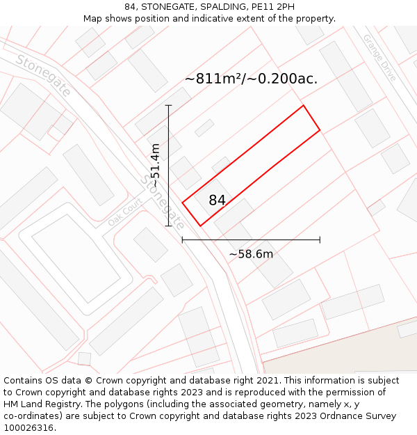 84, STONEGATE, SPALDING, PE11 2PH: Plot and title map