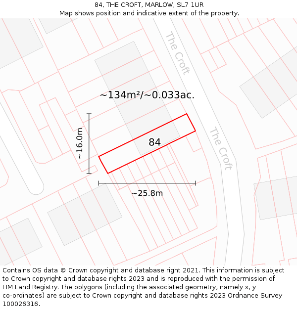 84, THE CROFT, MARLOW, SL7 1UR: Plot and title map