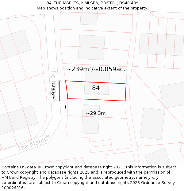 84, THE MAPLES, NAILSEA, BRISTOL, BS48 4RY: Plot and title map