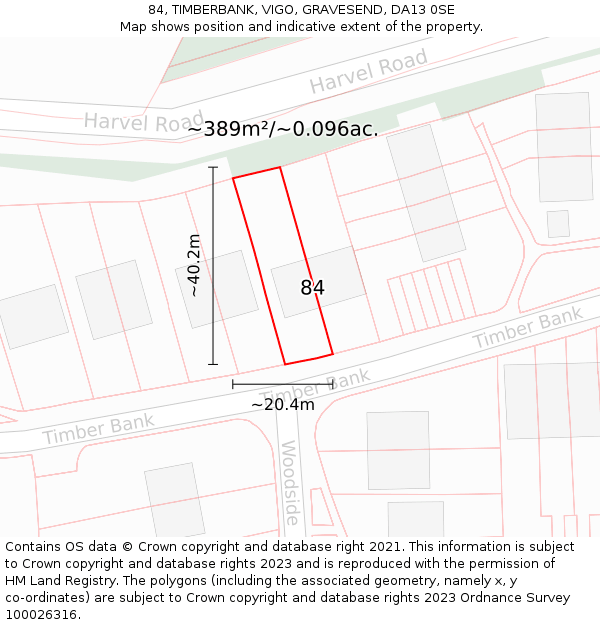 84, TIMBERBANK, VIGO, GRAVESEND, DA13 0SE: Plot and title map