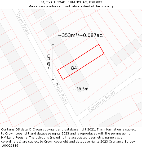 84, TIXALL ROAD, BIRMINGHAM, B28 0RR: Plot and title map