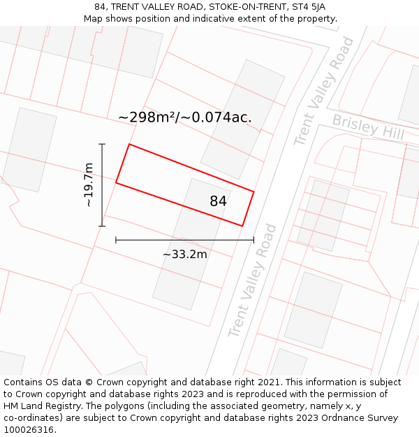 84, TRENT VALLEY ROAD, STOKE-ON-TRENT, ST4 5JA: Plot and title map