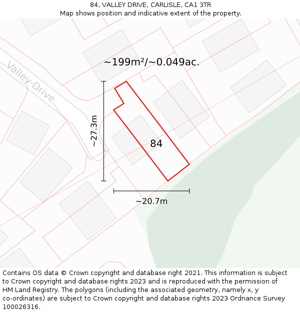 84, VALLEY DRIVE, CARLISLE, CA1 3TR: Plot and title map
