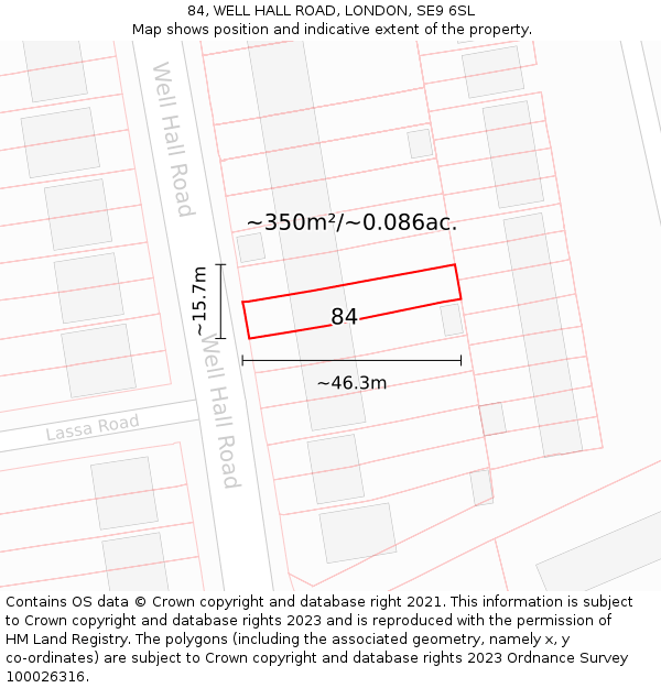 84, WELL HALL ROAD, LONDON, SE9 6SL: Plot and title map